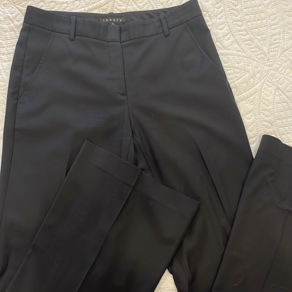 THEORY Wide Leg Black Trousers Size 4